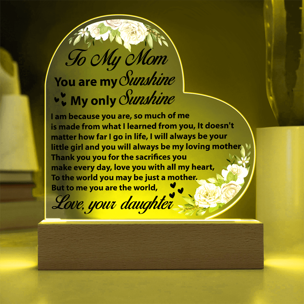 To My Mom Heart Plaque Mother’s Day Birthday Gift from Daughter
