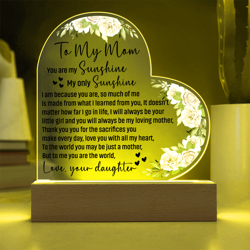 To My Mom Acrylic Heart Plaque Mother's Day Gift from Daughter