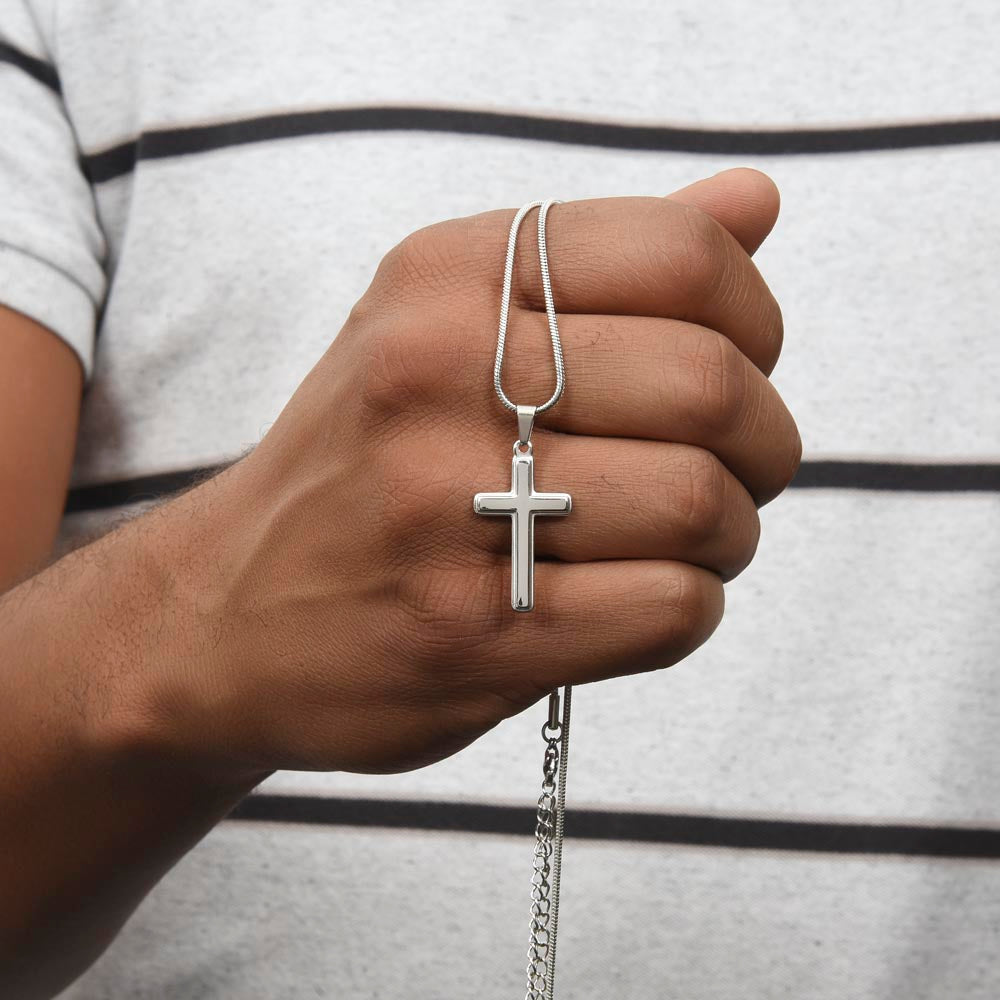 Army Husband Gift from Wife – Cross Necklace Message Card