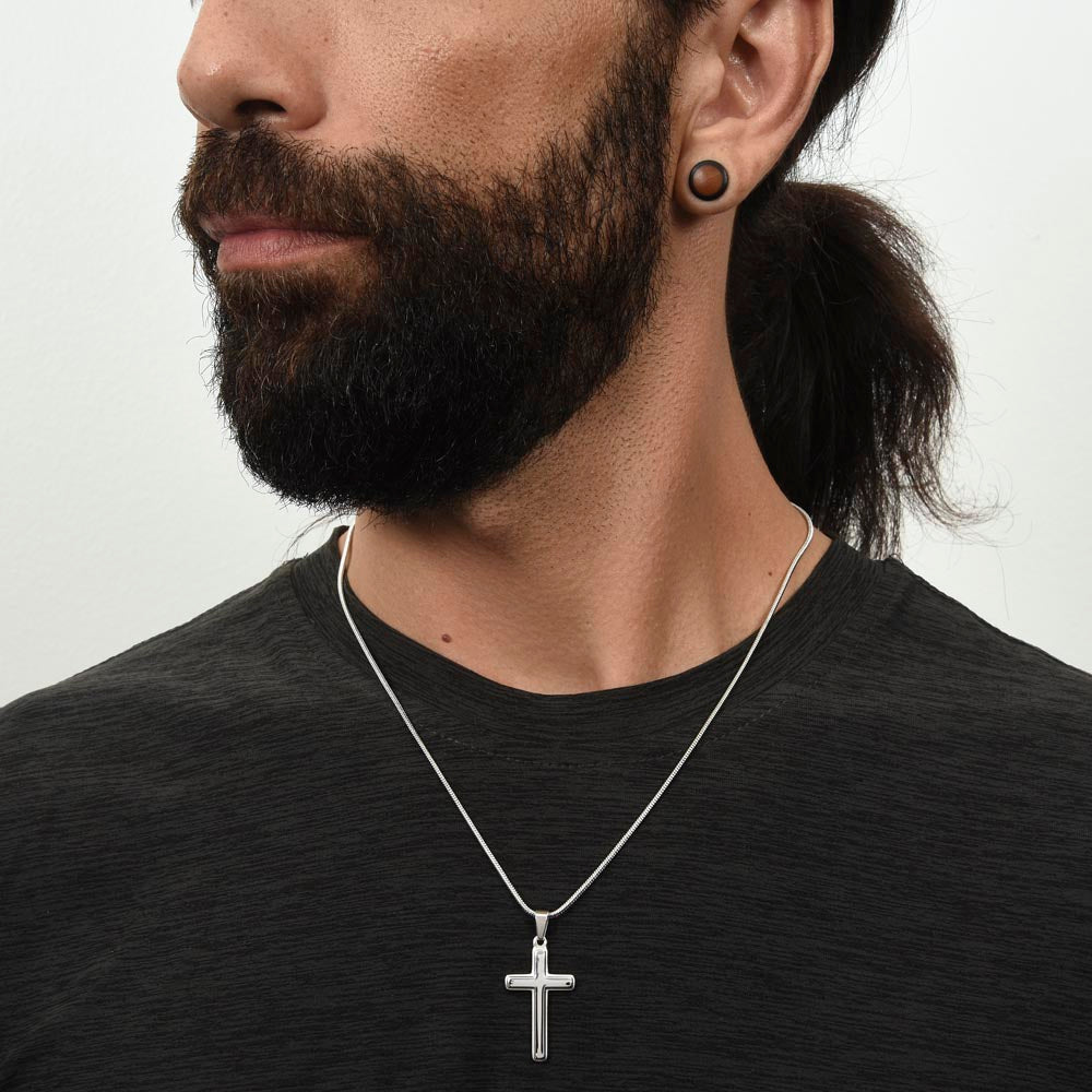 Army Husband Gift from Wife – Cross Necklace Message Card