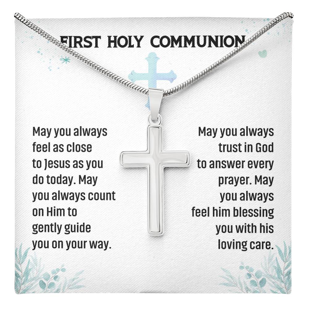 First Holy Communion Cross Necklace Gift for Boys and Girls