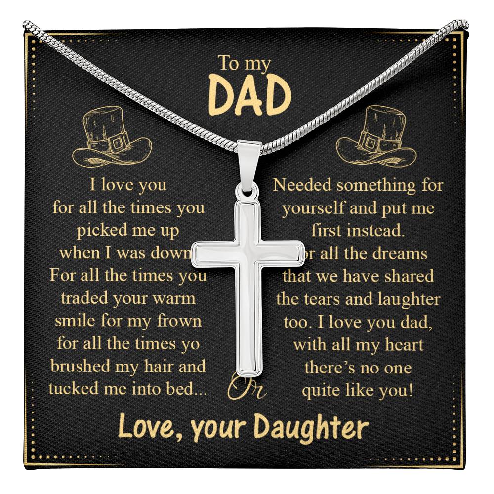 Cross Necklace Gift for Dad from Daughter – Love Message