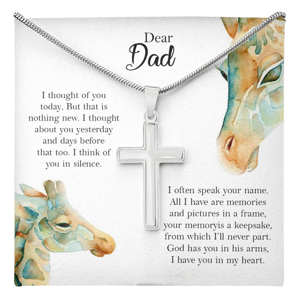Memorial Cross Necklace Gift for Dad – Remembrance Pendant with Heartfelt Message Card