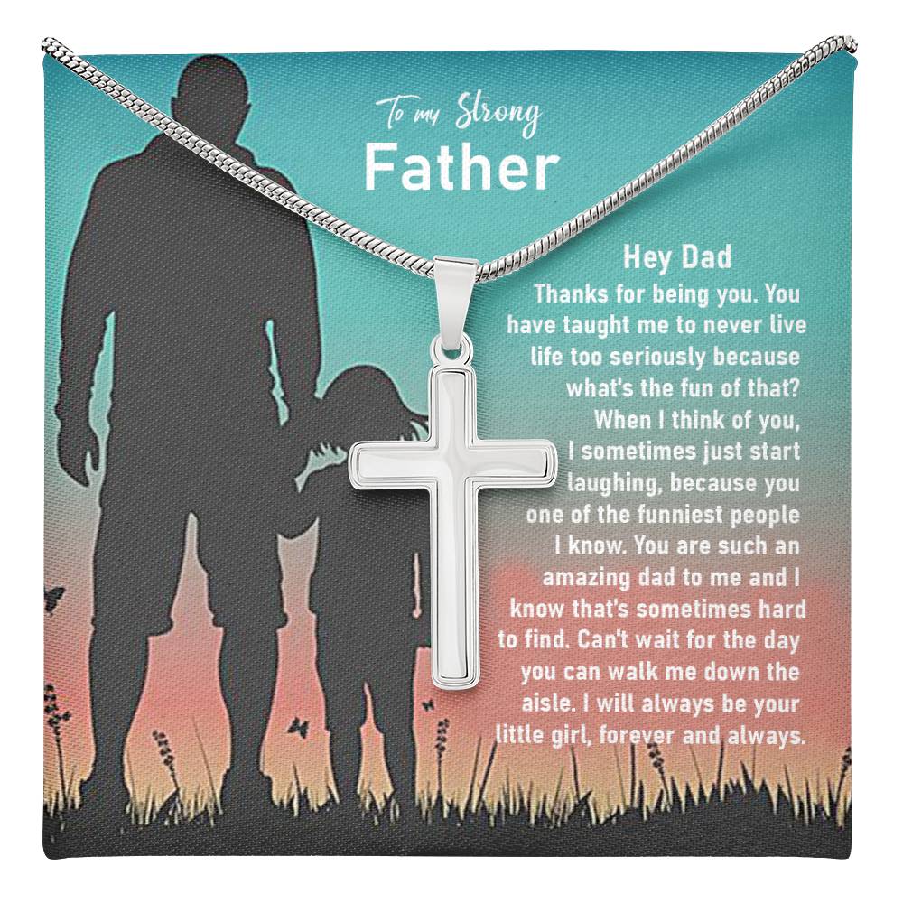 Father Cross Necklace Gift from Daughter – Religious Pendant with Sentimental Message Card