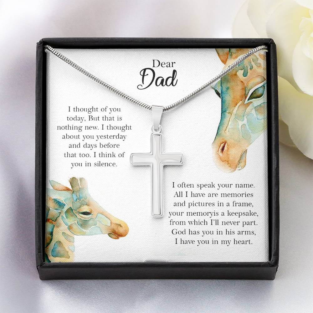 Memorial Cross Necklace Gift for Dad – Remembrance Pendant with Heartfelt Message Card