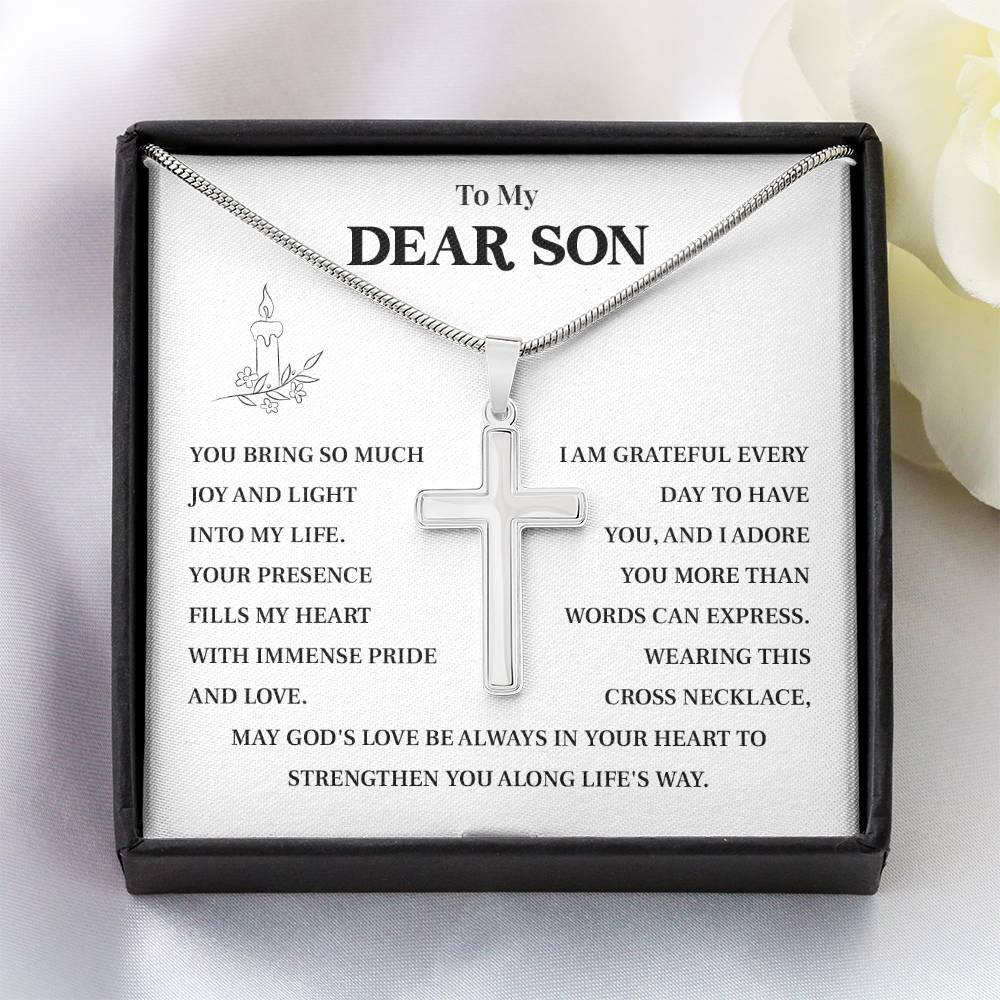 To My Son Cross Necklace – Christian Gift with Heartfelt Message