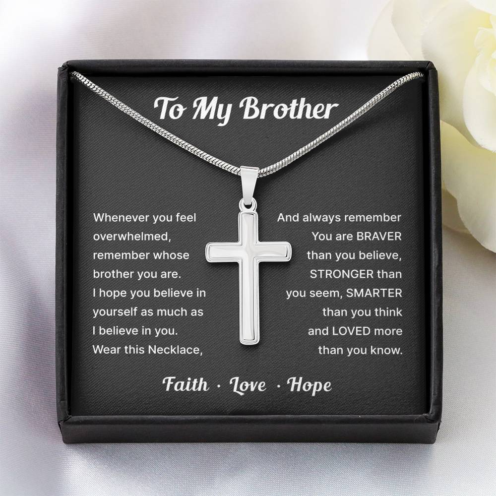 Christian Cross Necklace Gift for Brother – Faith & Love