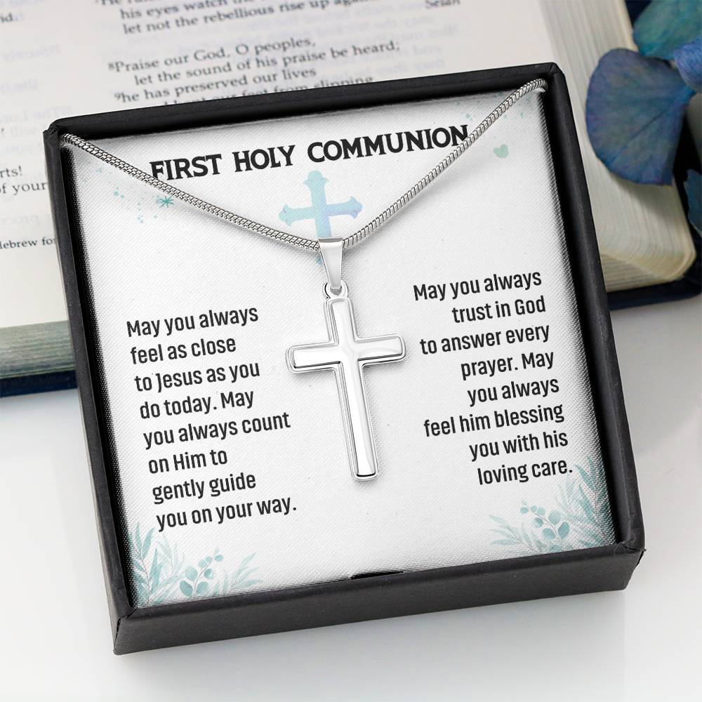 First Holy Communion Cross Necklace Gift for Boys and Girls