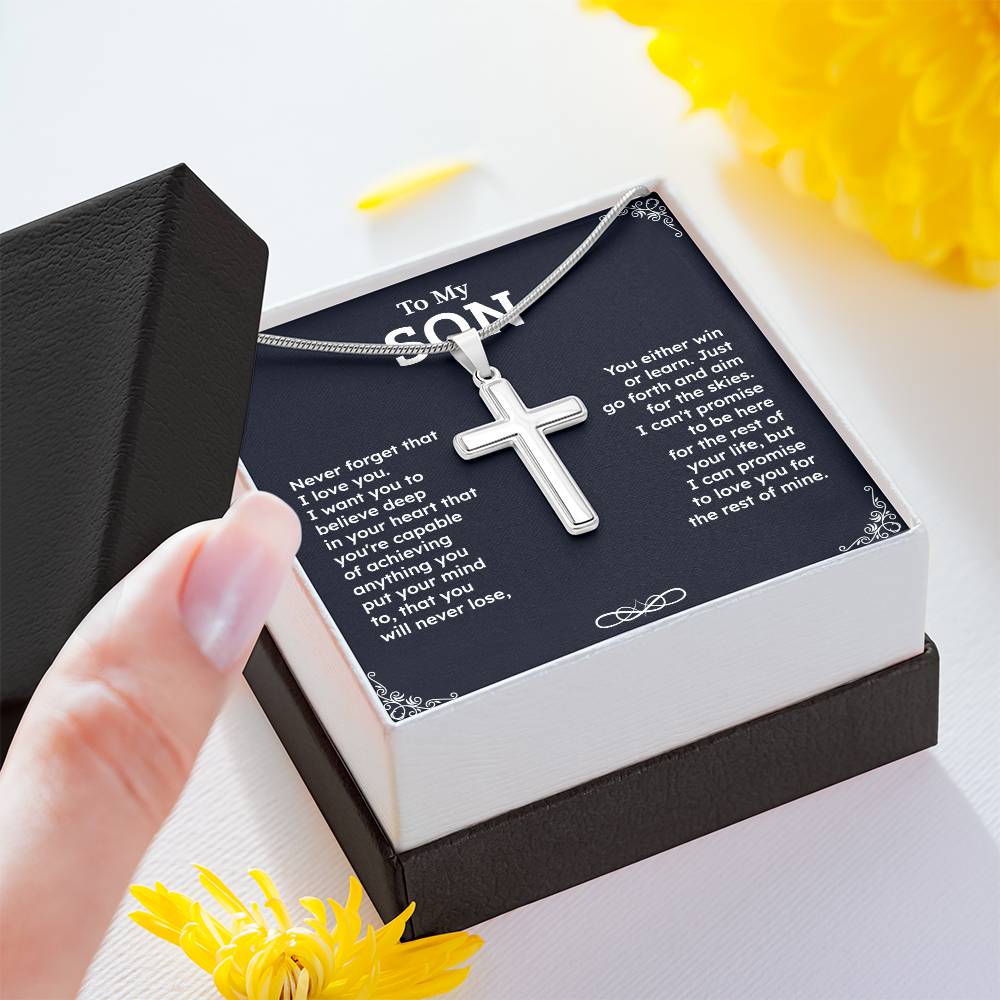 Christian Cross Necklace Gift for Son – Inspirational Message Card