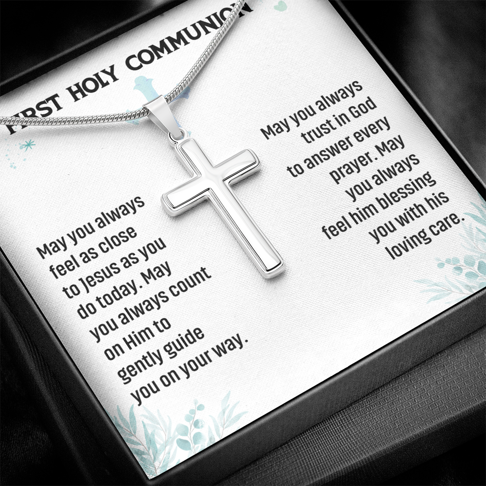 First Holy Communion Cross Necklace Gift for Boys and Girls