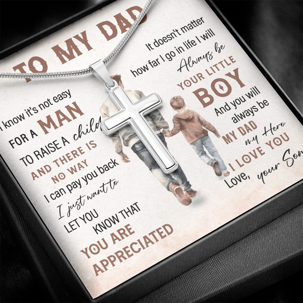 You Are Appreciated Dad Cross Necklace Gift From Son