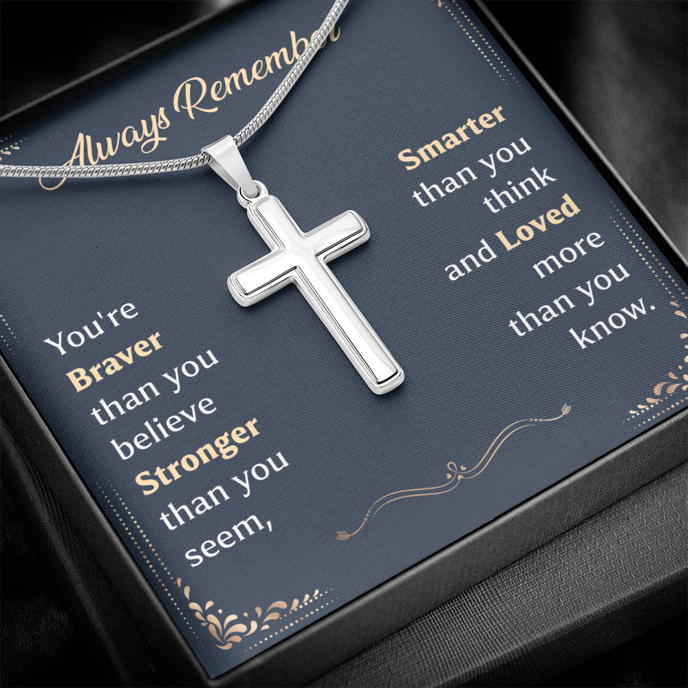 Christian Cross Necklace for Him Message Card Gift