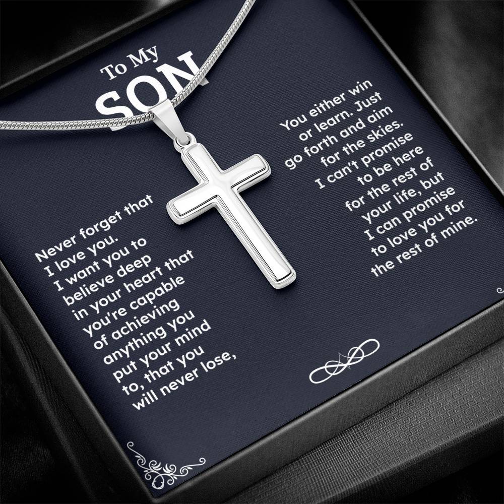 Christian Cross Necklace Gift for Son – Inspirational Message Card