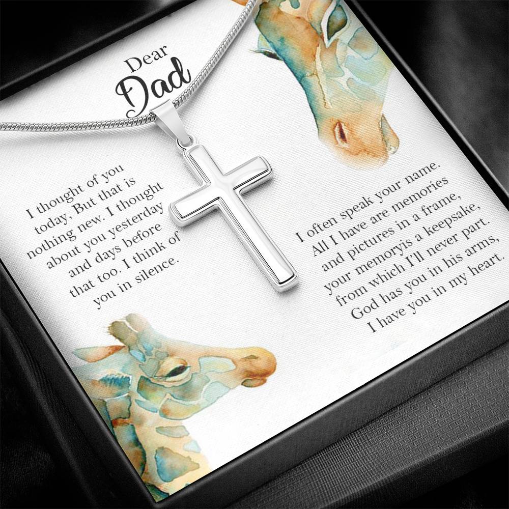 Memorial Cross Necklace Gift for Dad – Remembrance Pendant with Heartfelt Message Card