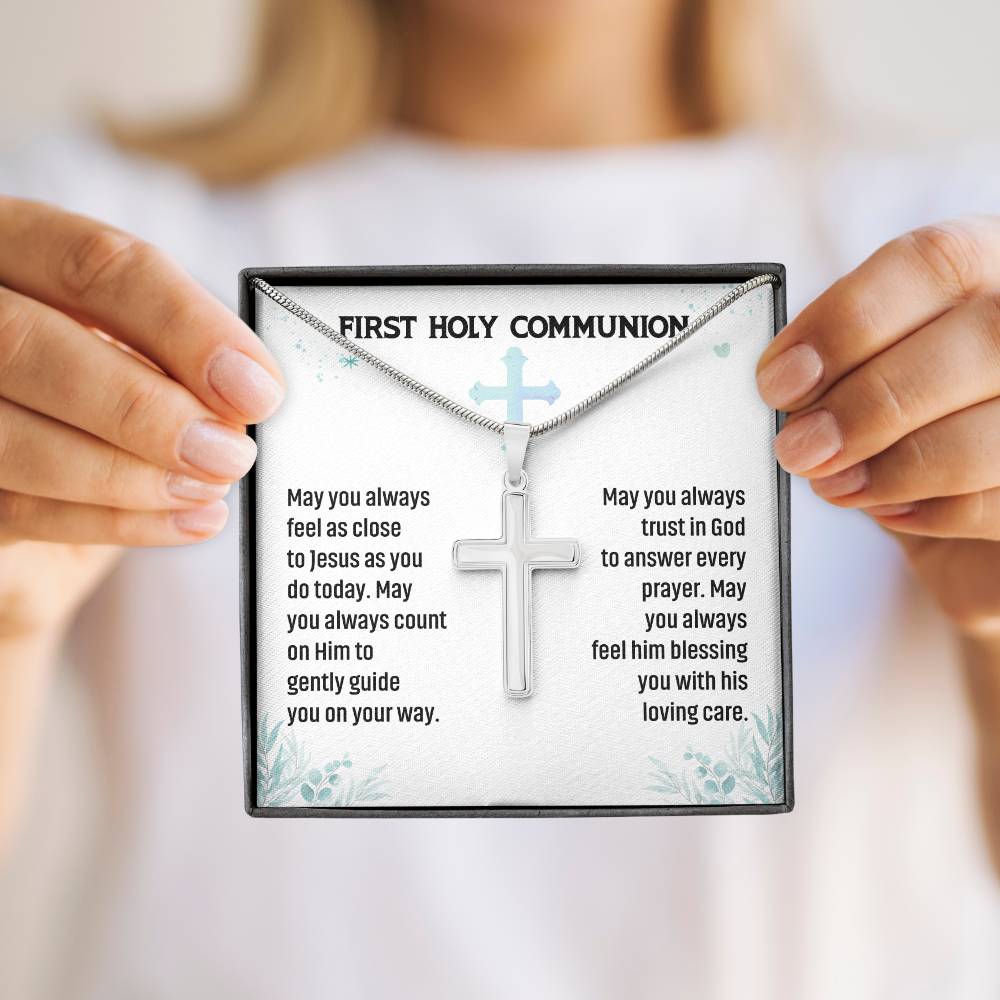 First Holy Communion Cross Necklace Gift for Boys and Girls