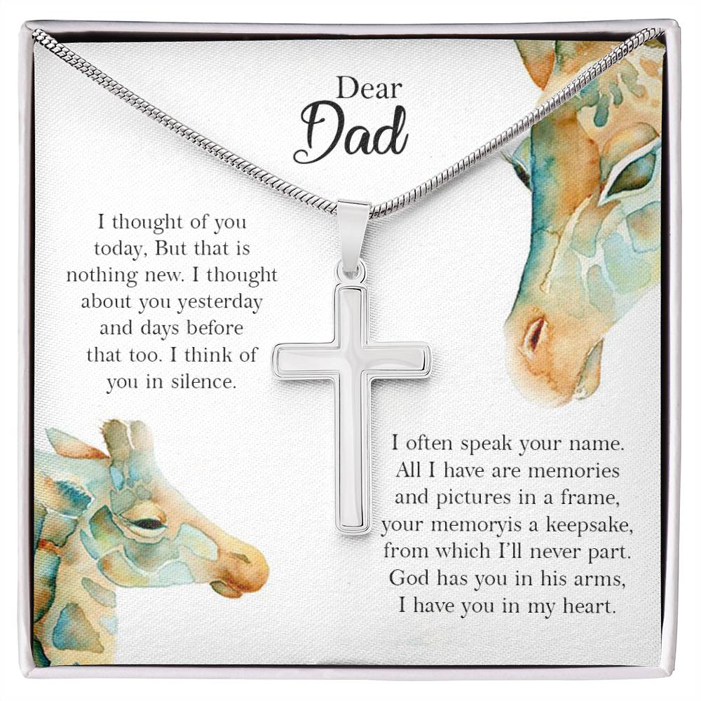 Memorial Cross Necklace Gift for Dad – Remembrance Pendant with Heartfelt Message Card