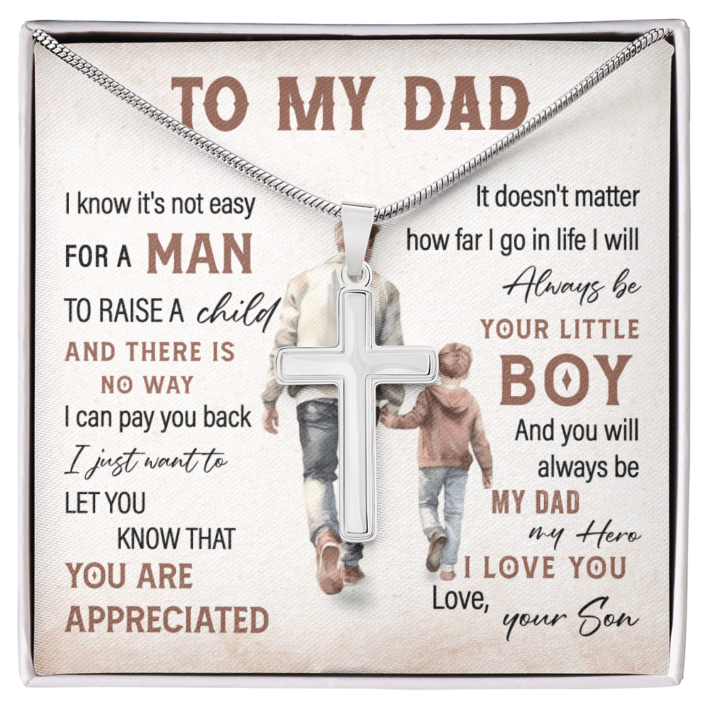 You Are Appreciated Dad Cross Necklace Gift From Son