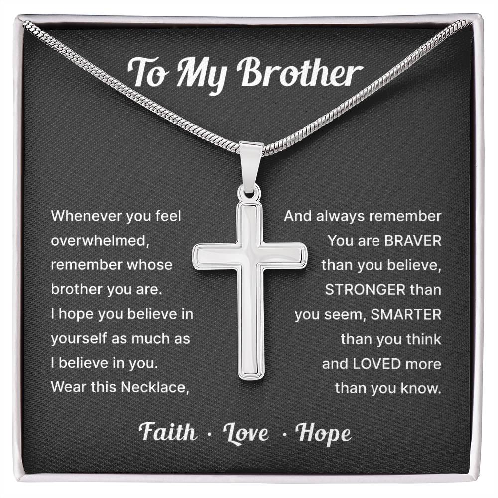 Christian Cross Necklace Gift for Brother – Faith & Love