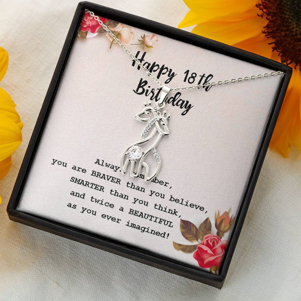 Happy 18th Birthday Necklcae Always Remember, giraff necklace