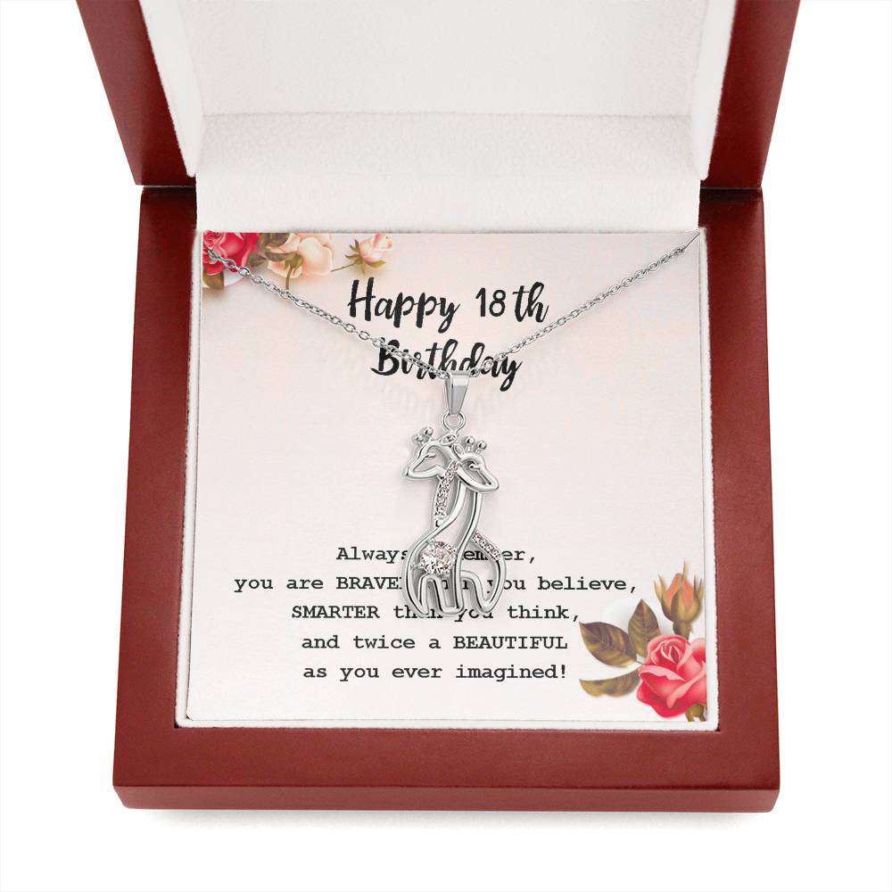 Happy 18th Birthday Necklcae Always Remember, giraff necklace