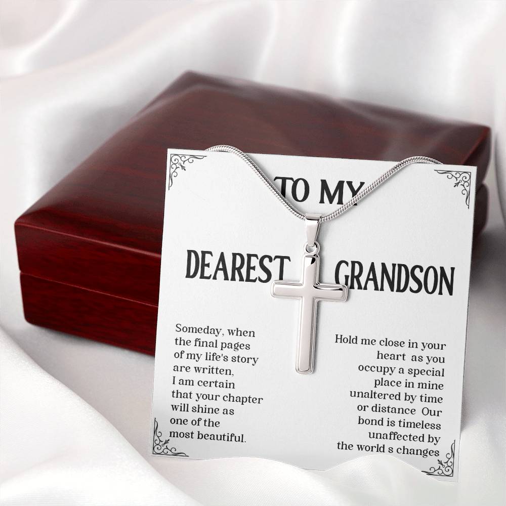 Grandson Cross Necklace – Religious Gift for Boys
