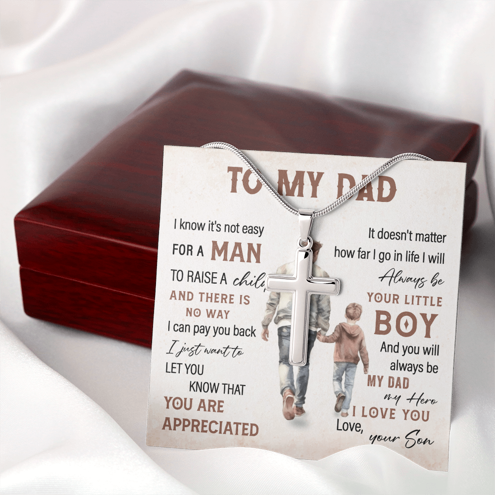 You Are Appreciated Dad Cross Necklace Gift From Son