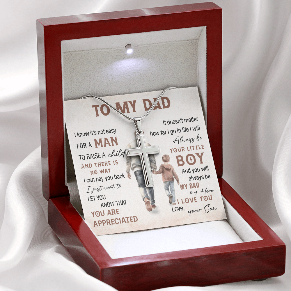 You Are Appreciated Dad Cross Necklace Gift From Son