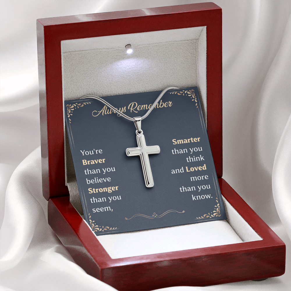 Christian Cross Necklace for Him Message Card Gift