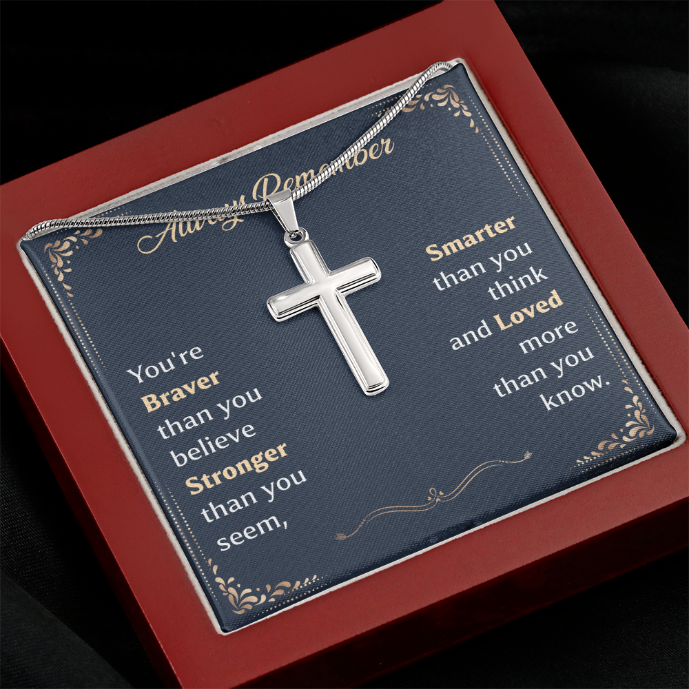 Christian Cross Necklace for Him Message Card Gift