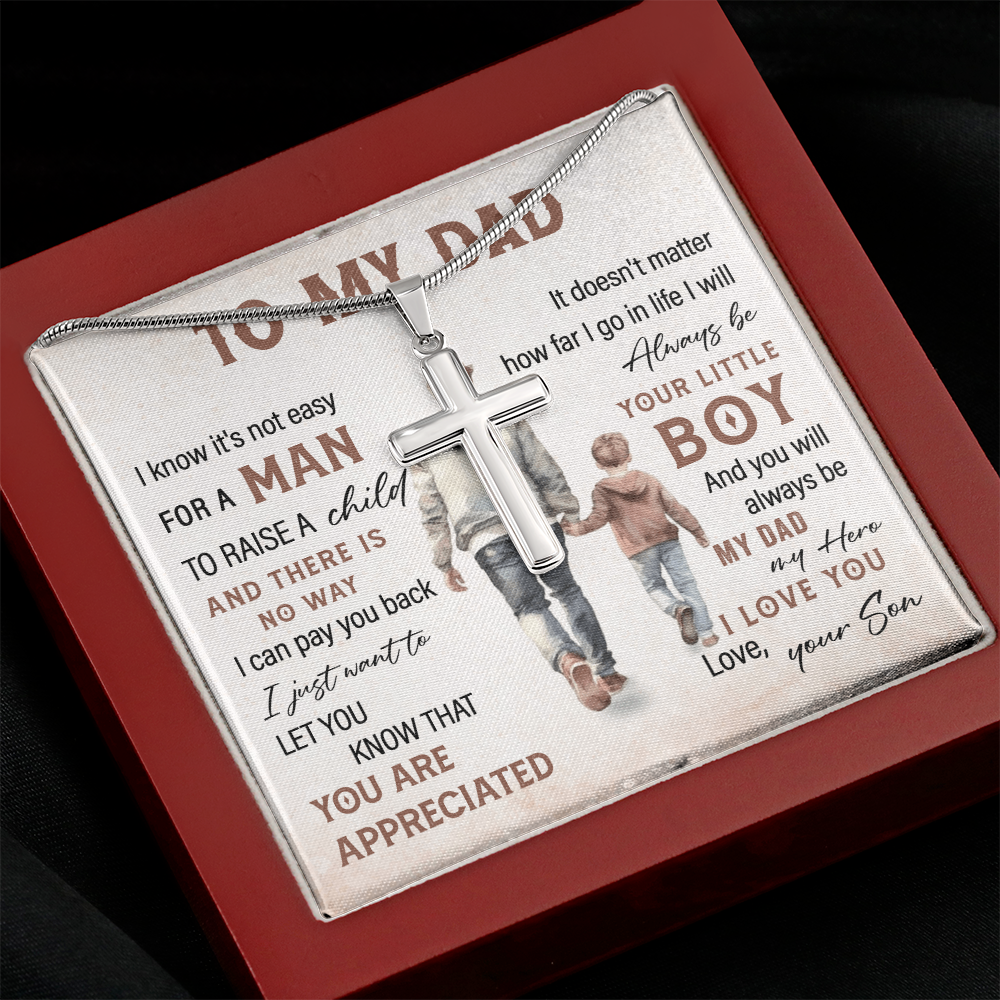 You Are Appreciated Dad Cross Necklace Gift From Son