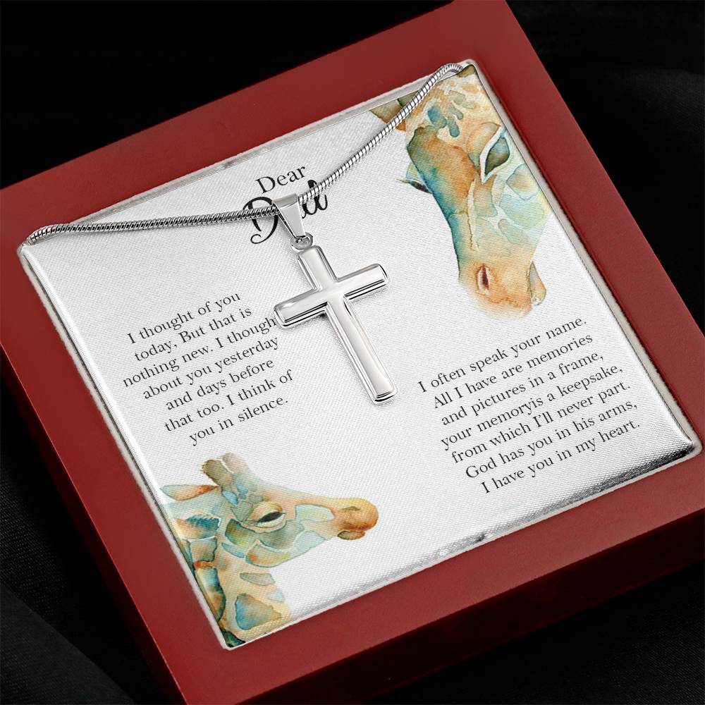 Memorial Cross Necklace Gift for Dad – Remembrance Pendant with Heartfelt Message Card