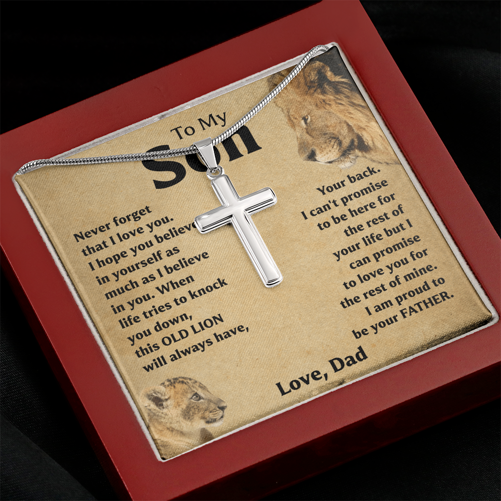 To My Son Cross Necklace from Dad Gift Box