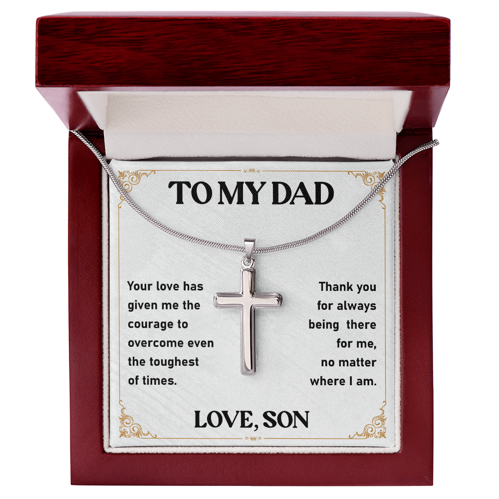 To My Dad Necklace Cross Pendant with Message from Son