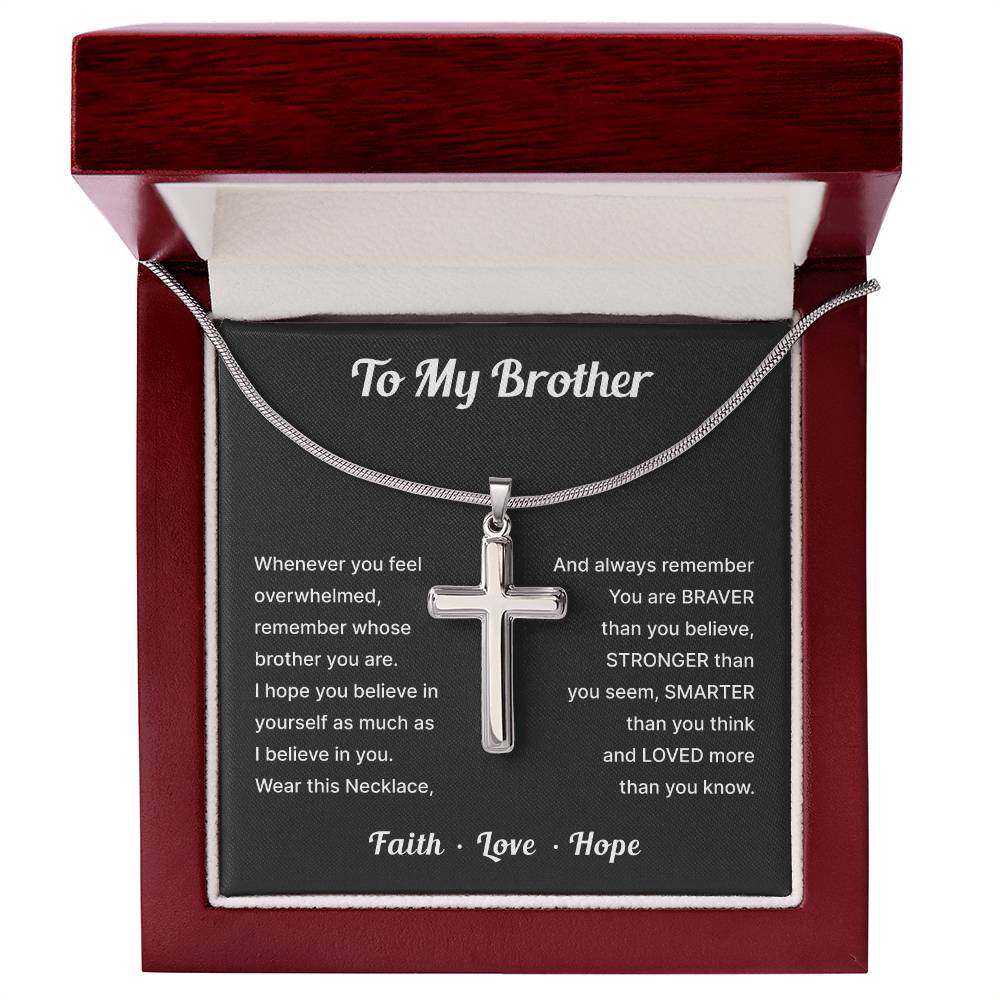 Christian Cross Necklace Gift for Brother – Faith & Love