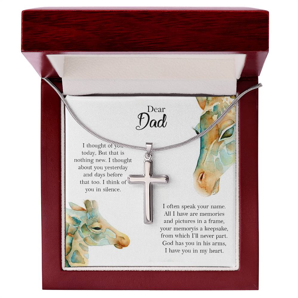 Memorial Cross Necklace Gift for Dad – Remembrance Pendant with Heartfelt Message Card