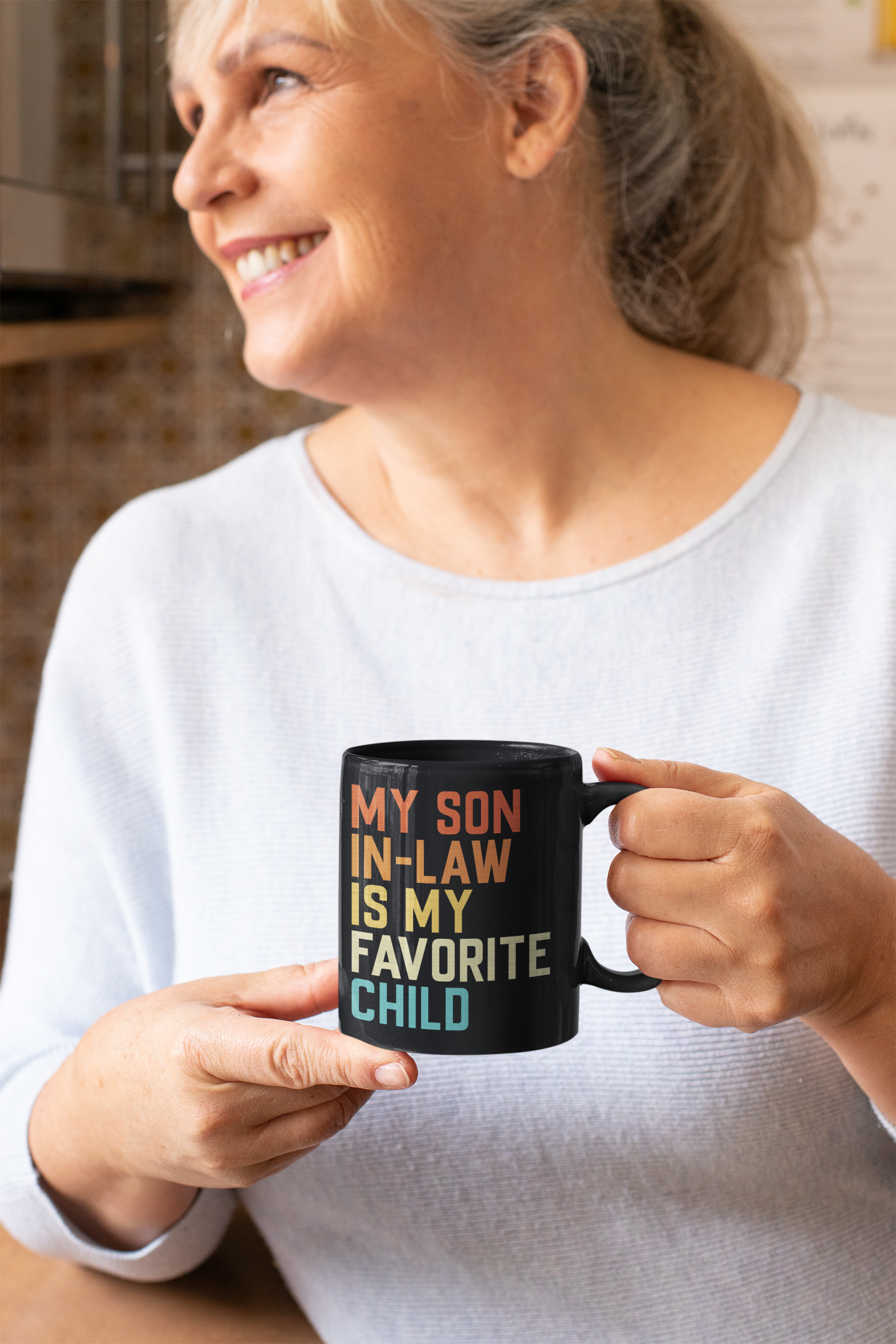 Funny Son-In-Law Gift Black Mug – My Son-In-Law Is My Favorite Child