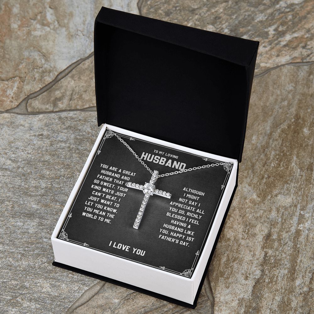 To My Loving Husband - You are a Great Husband, Cross Necklace Perfect For Birthday Anniversary With Meaningful Message