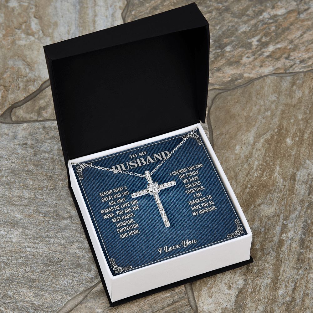 To My Husband Cross Necklace From Wife - Cross Necklace Gift For Man Birthday Valentine's Day