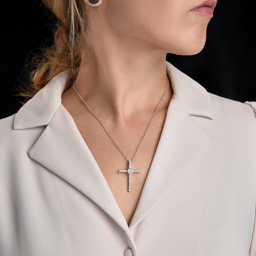 To My Husband From Wife - Wish Him To Happy 1st Father's Day, Cross Necklace Gift With Meaningful Message