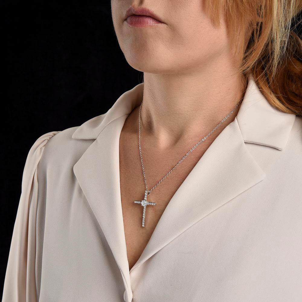 To My Husband From Wife - Wish Him To Happy 1st Father's Day, Cross Necklace Gift With Meaningful Message