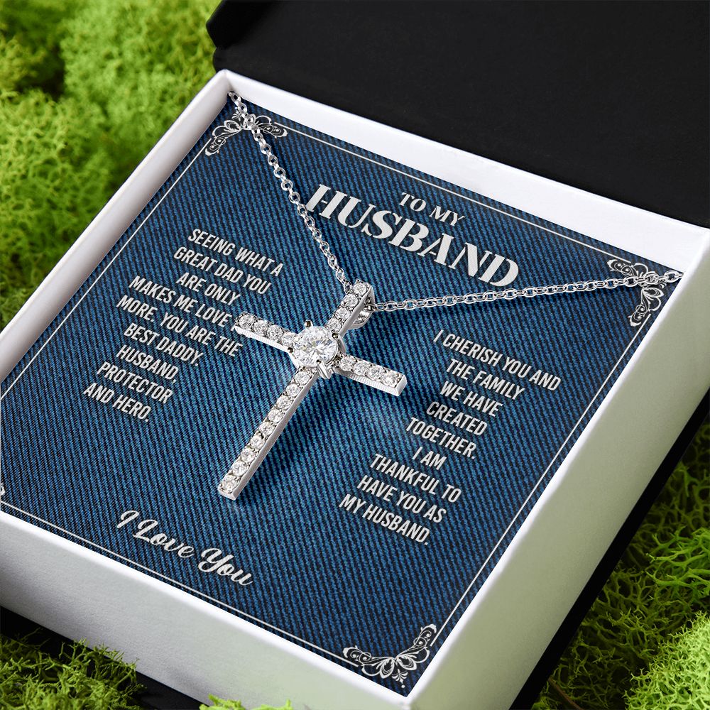 To My Husband Cross Necklace From Wife - Cross Necklace Gift For Man Birthday Valentine's Day