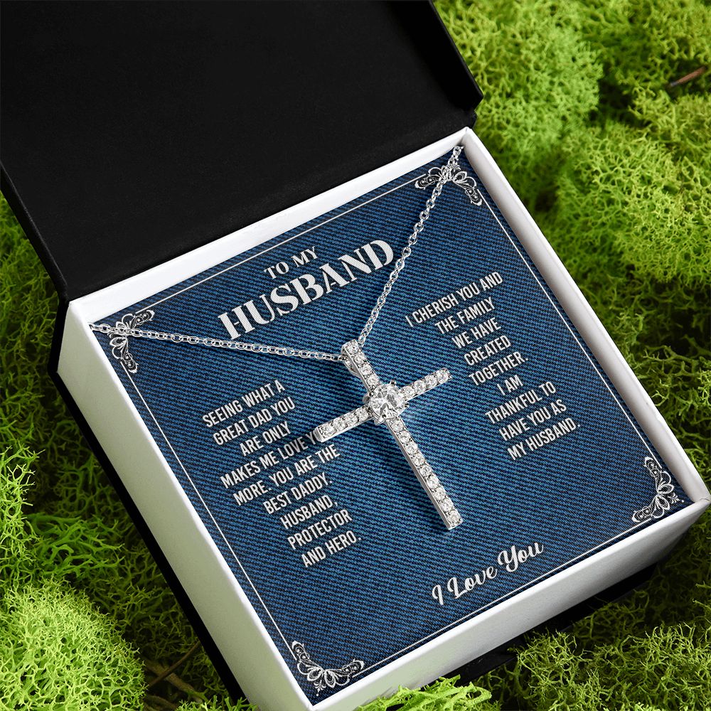 To My Husband Cross Necklace From Wife - Cross Necklace Gift For Man Birthday Valentine's Day