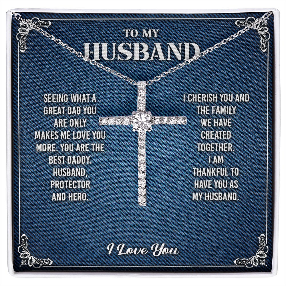 To My Husband Cross Necklace From Wife - Cross Necklace Gift For Man Birthday Valentine's Day