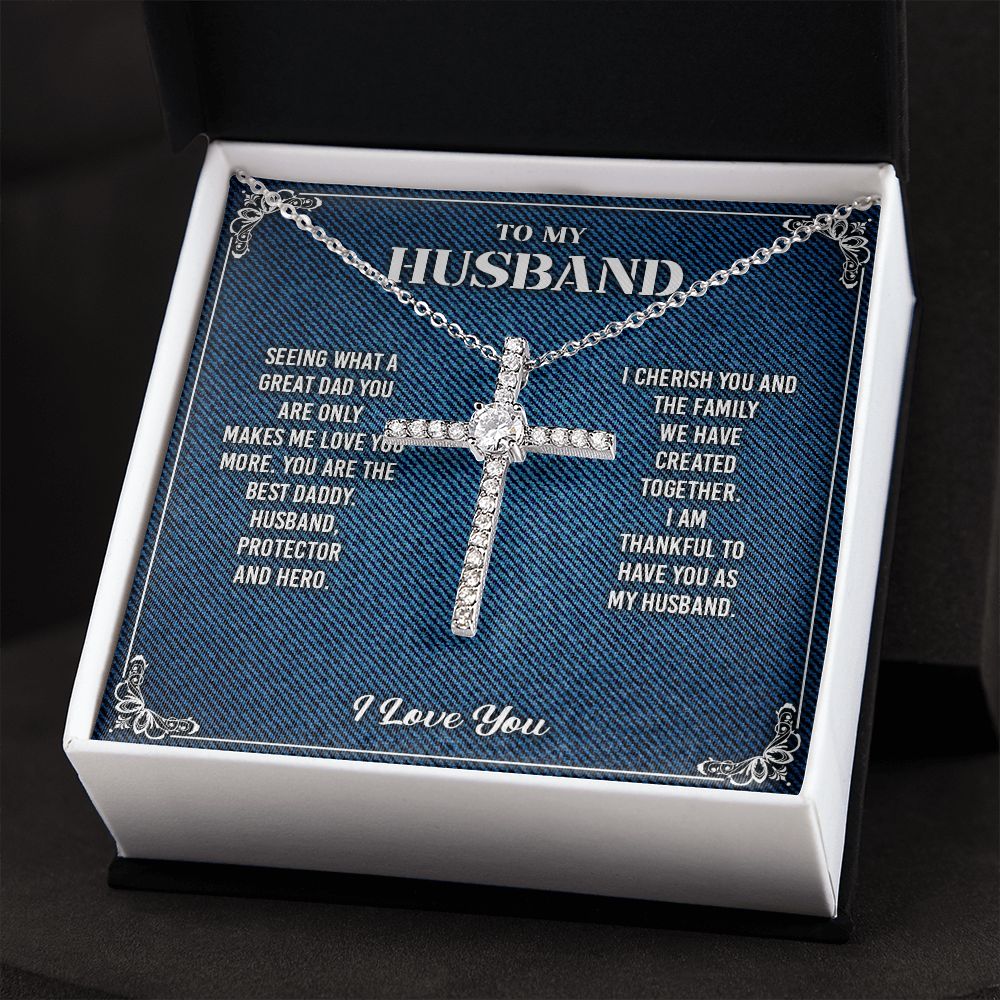To My Husband Cross Necklace From Wife - Cross Necklace Gift For Man Birthday Valentine's Day