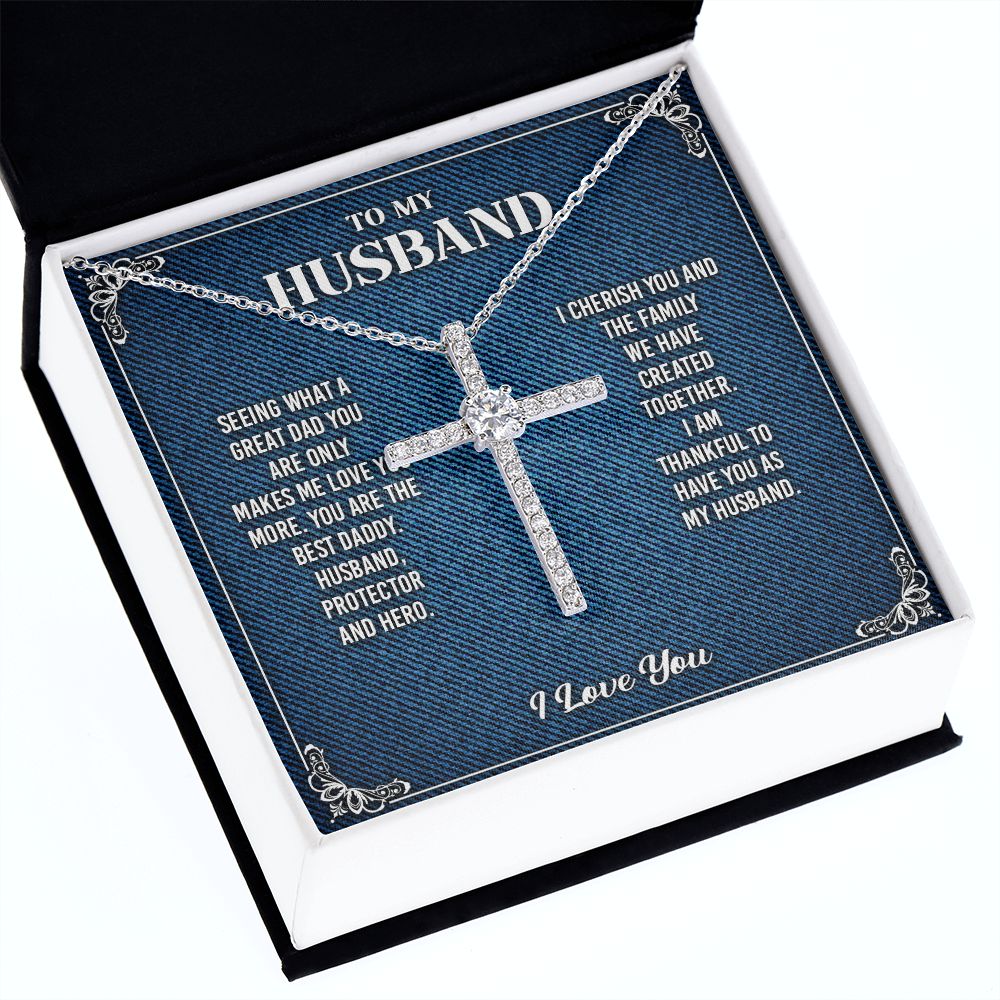 To My Husband Cross Necklace From Wife - Cross Necklace Gift For Man Birthday Valentine's Day