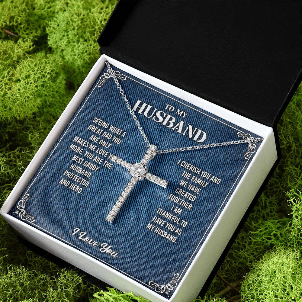 To My Husband Cross Necklace From Wife - Cross Necklace Gift For Man Birthday Valentine's Day