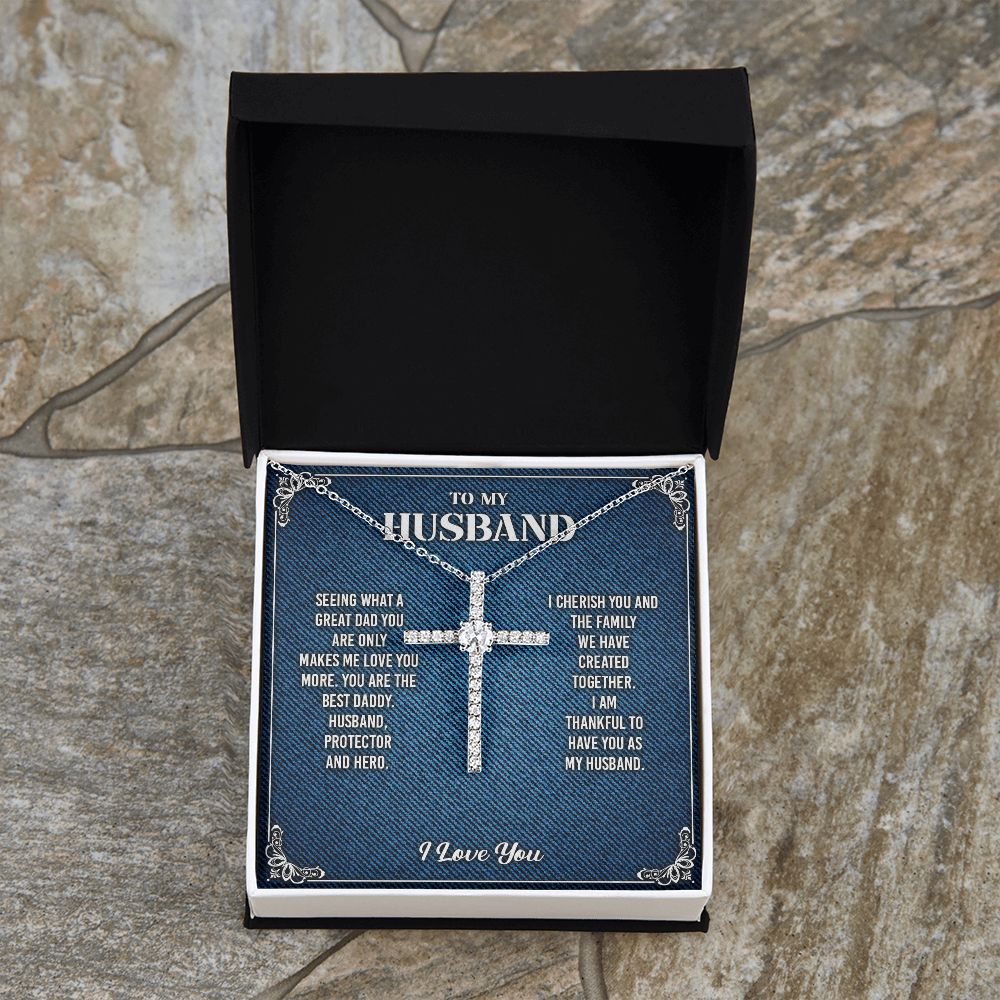 To My Husband Cross Necklace From Wife - Cross Necklace Gift For Man Birthday Valentine's Day