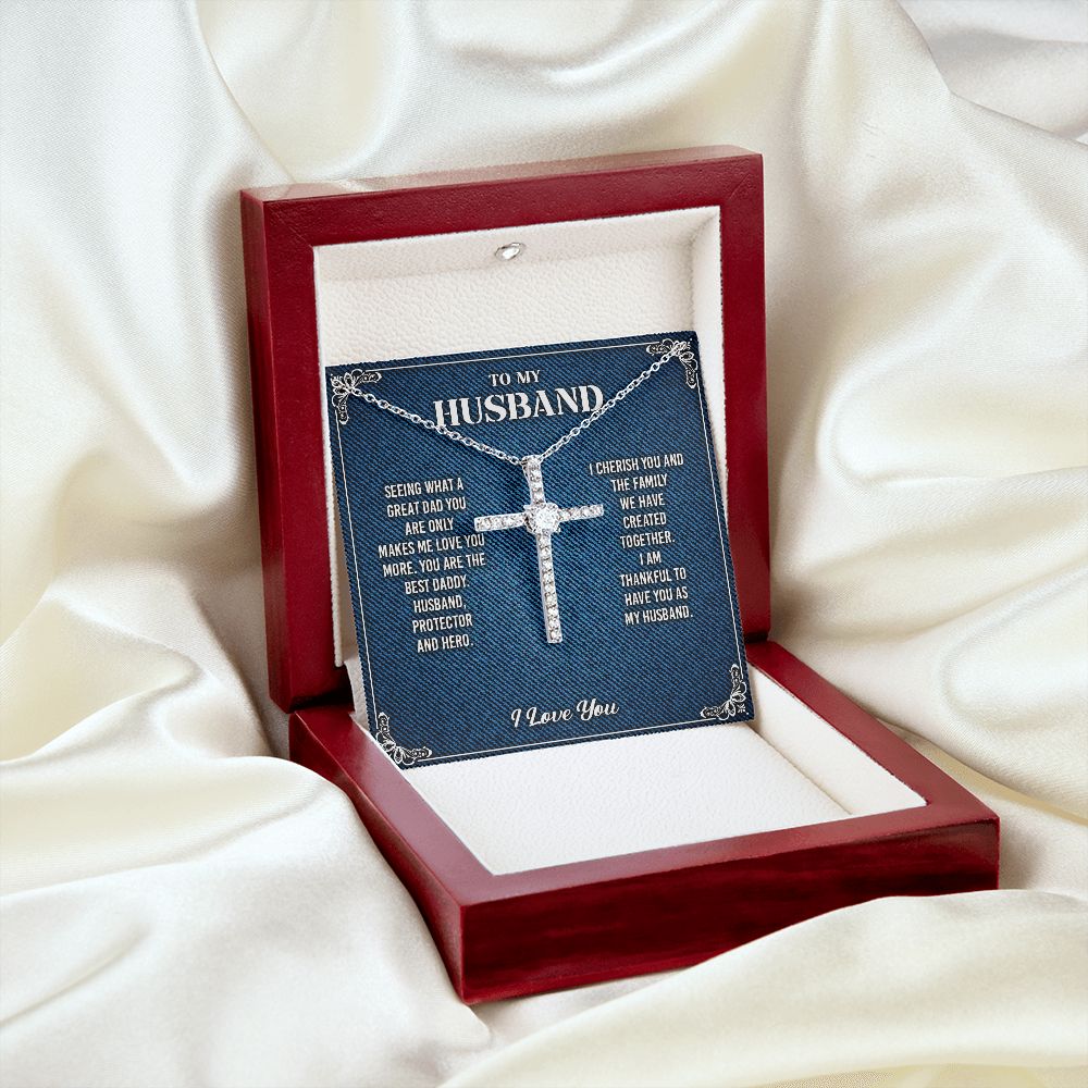 To My Husband Cross Necklace From Wife - Cross Necklace Gift For Man Birthday Valentine's Day