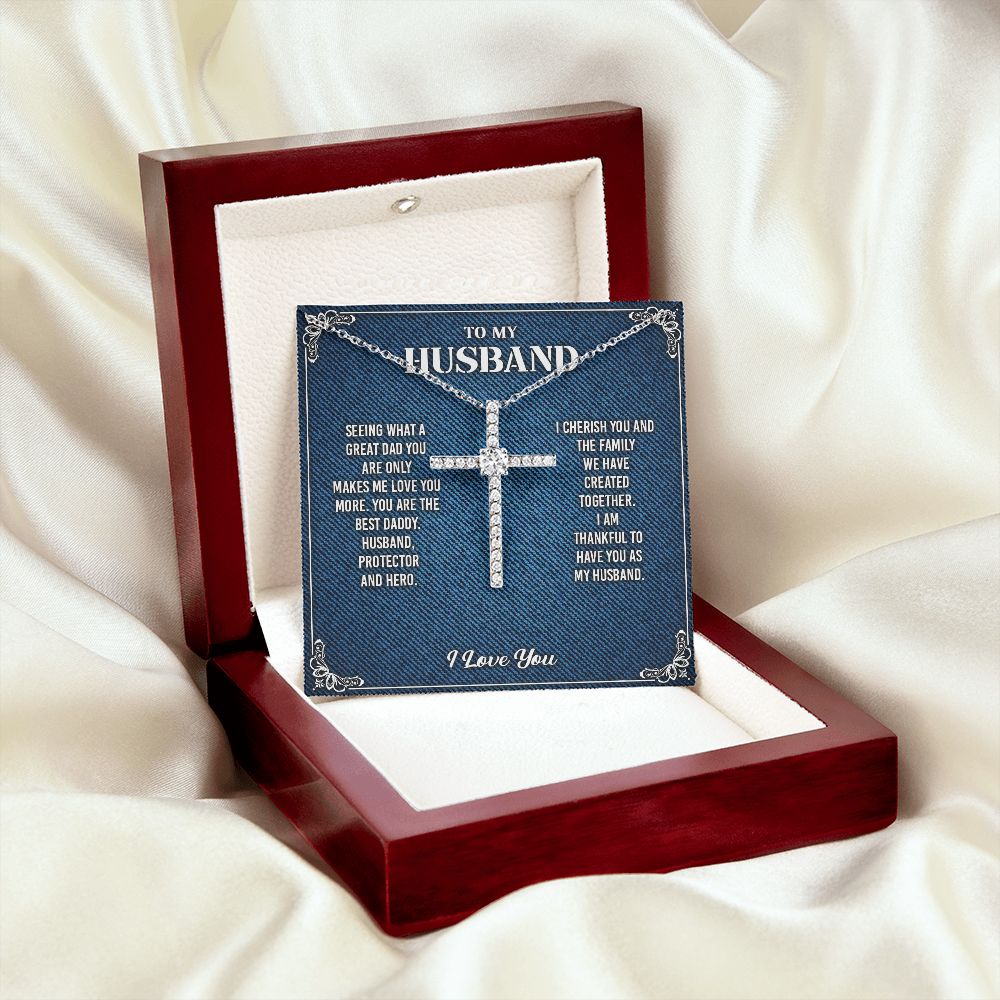 To My Husband Cross Necklace From Wife - Cross Necklace Gift For Man Birthday Valentine's Day