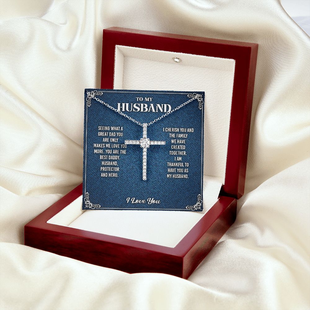 To My Husband Cross Necklace From Wife - Cross Necklace Gift For Man Birthday Valentine's Day